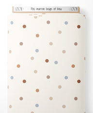 Tissu - Pois marron, beige et bleu