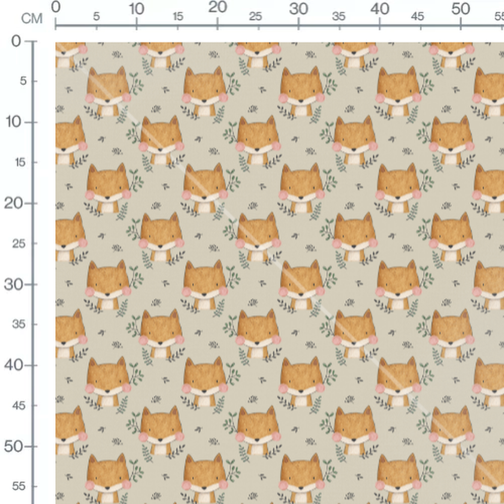 Tissu - Renards et feuillages