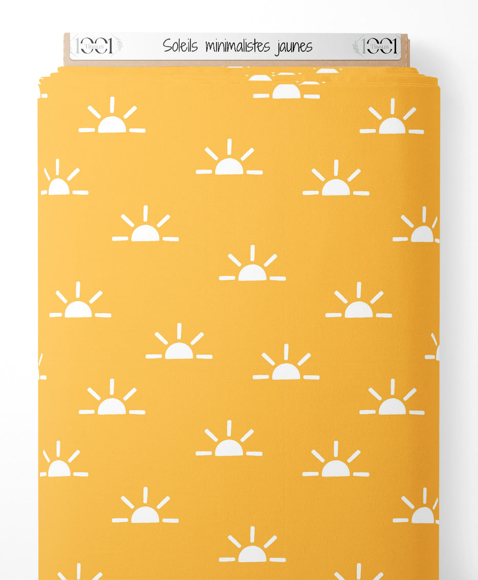 Tissu - Soleils minimalistes jaunes