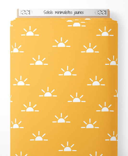 Tissu - Soleils minimalistes jaunes