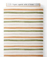 Tissu - Rayures aquarelle vertes et brunes