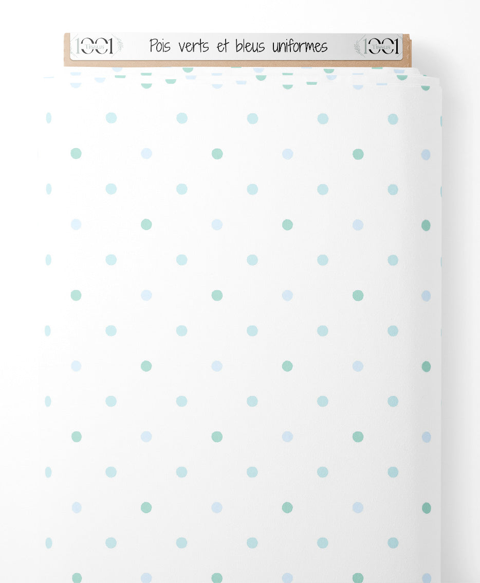 Tissu - Pois verts et bleus uniformes