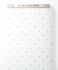 Tissu - Pois verts et bleus uniformes