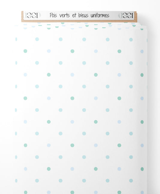 Tissu - Pois verts et bleus uniformes