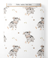 Tissu - Petites vaches sur fond blanc