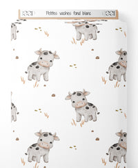 Tissu - Petites vaches sur fond blanc