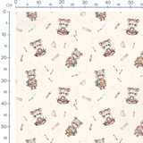 Tissu - Oursons ludiques sur beige