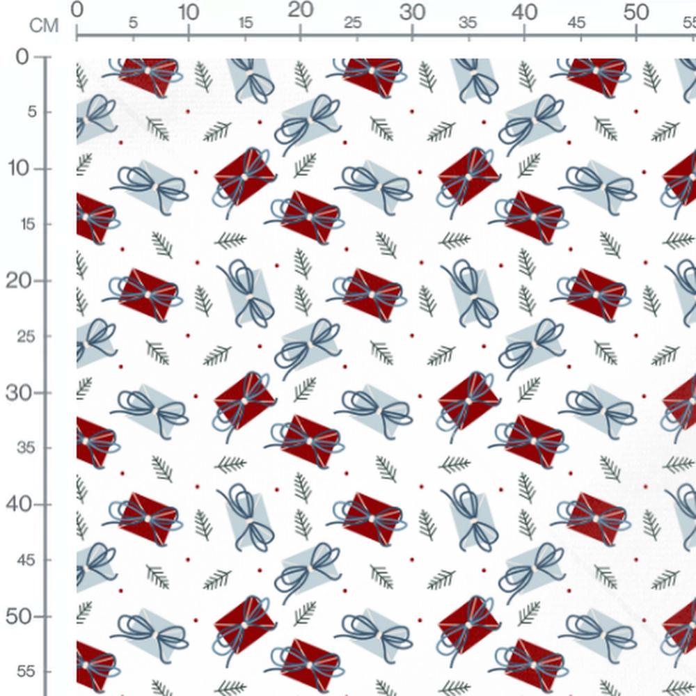 Tissu - Cadeaux rouges et bleus