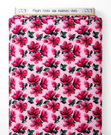 Tissu - Fleurs roses aux nuances vives