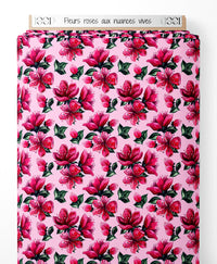 Tissu - Fleurs roses aux nuances vives