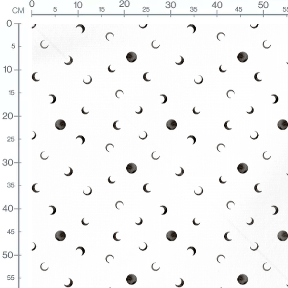 Tissu - Lunes noires sur blanc