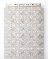 Tissu - Floraux symétriques beige et gris