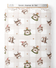 Tissu - Oursons chapeaux de Noël