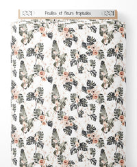 Tissu - Feuilles et fleurs tropicales