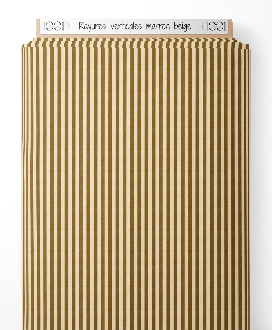 Tissu - Rayures verticales marron beige