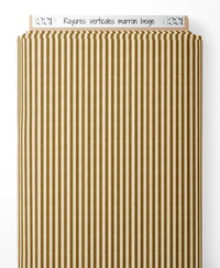 Tissu - Rayures verticales marron beige