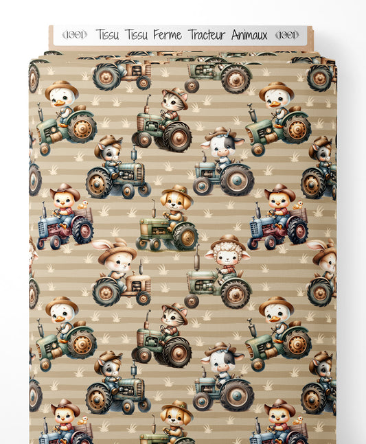 Tissu - Tissu Ferme Tracteur Animaux