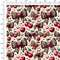 Tissu - cerises et nœuds leopard