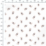 Tissu - Oursons beige sur fond blanc
