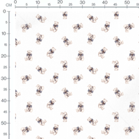 Tissu - Oursons beige sur fond blanc