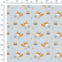 Tissu - Renards arrosant fleurs