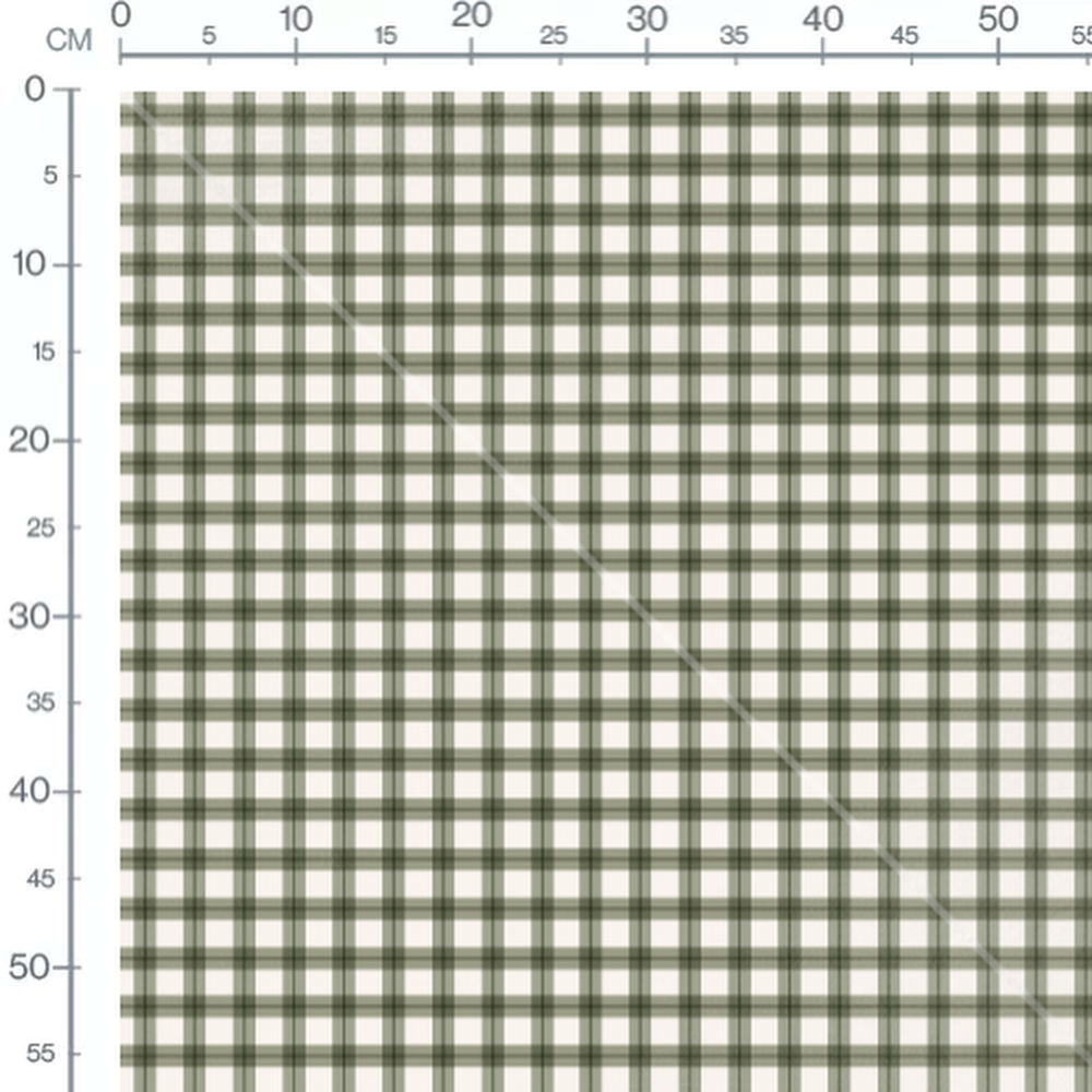 Tissu - Carreaux verts sur fond blanc
