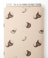 Tissu - Noix de coco détaillées sur beige