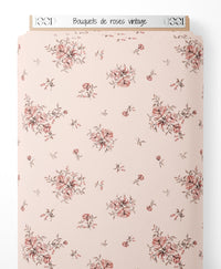 Tissu - Bouquets de roses vintage