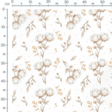 Tissu - Fleurs de coton beige
