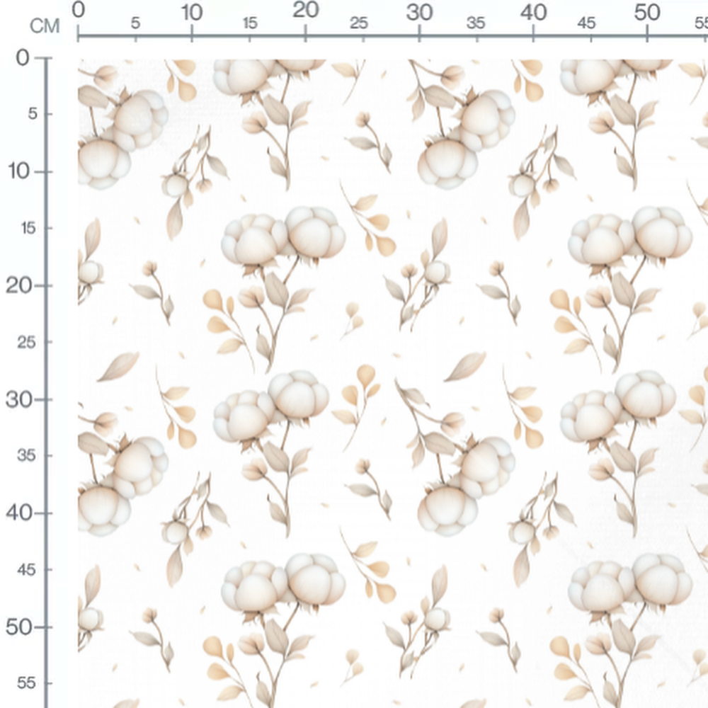 Tissu - Fleurs de coton beige