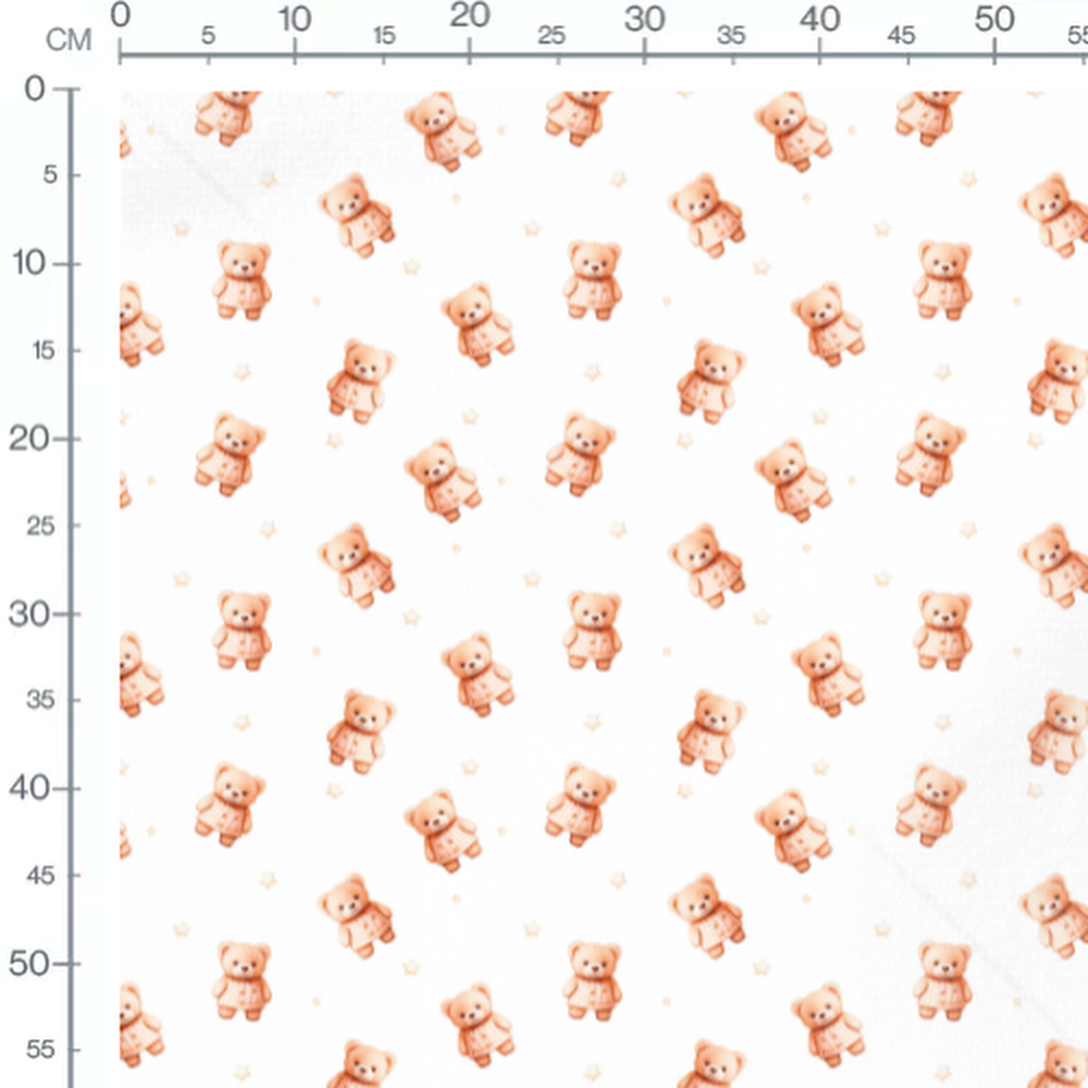 Tissu - Oursons et étoiles beige