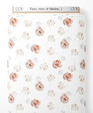Tissu - Roses roses et blanches 2