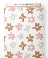 Tissu - Fleurs roses et brunes douces