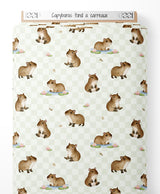 Tissu - Capybaras sur fond à carreaux
