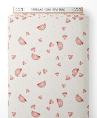 Tissu - Pastèques roses sur fond blanc