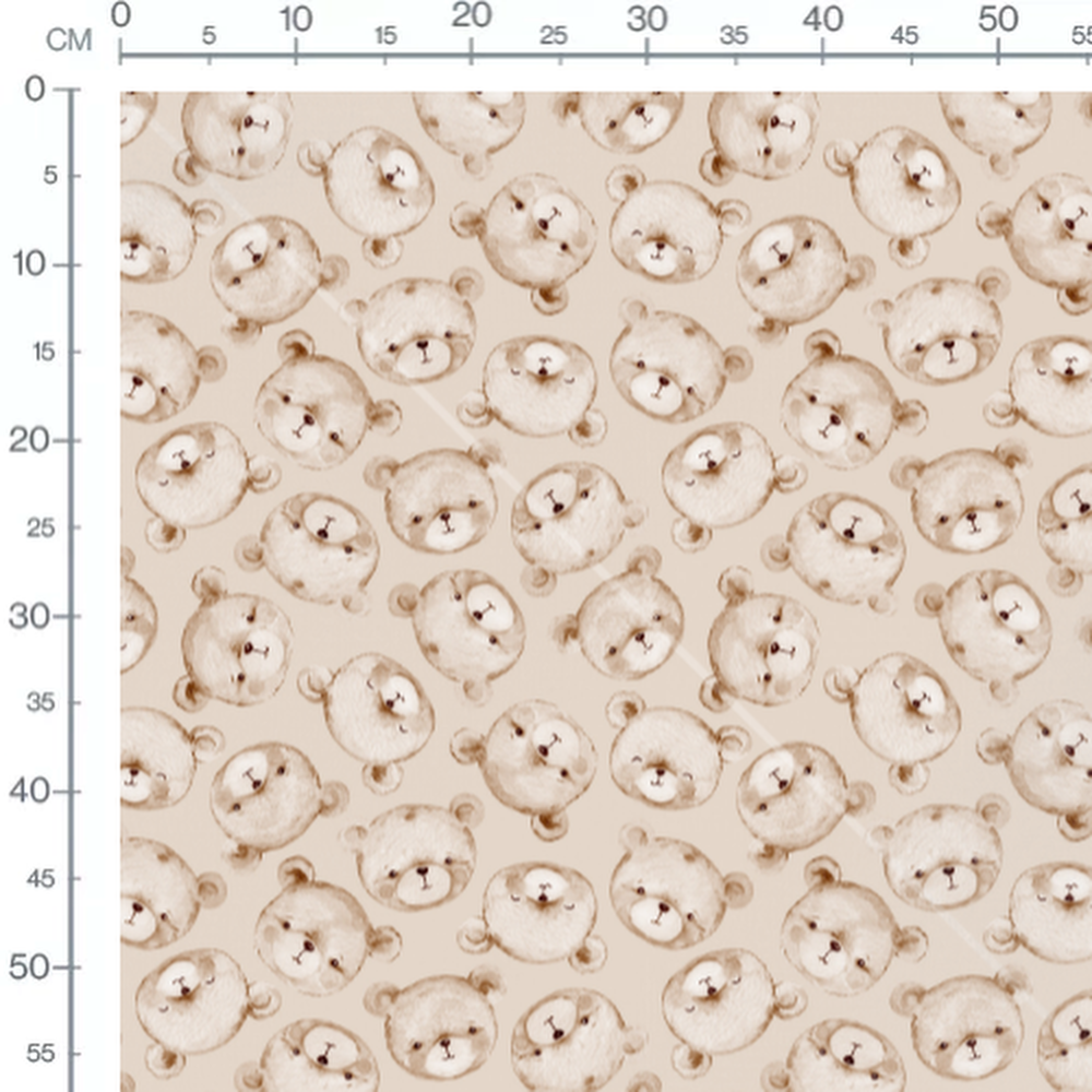 Tissu - Têtes d'ours beige variées