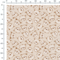 Tissu - Têtes d'ours beige variées
