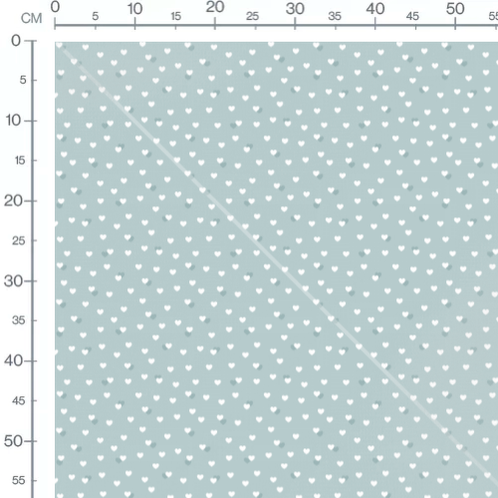 Tissu - Cœurs blancs sur bleu