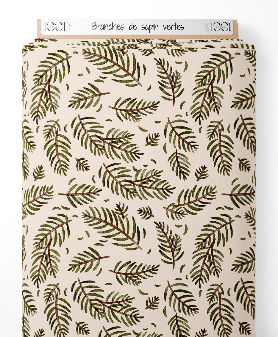Tissu - Branches de sapin vertes