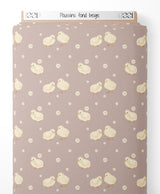 Tissu - Poussins sur fond beige