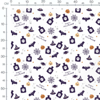 Tissu - Motifs Halloween sur fond blanc