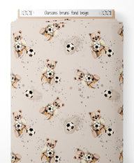 Tissu - Oursons bruns sur fond beige