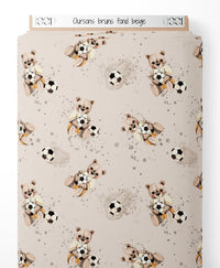 Tissu - Oursons bruns sur fond beige