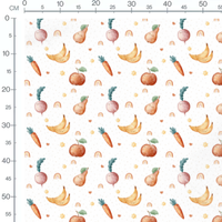 Tissu - Fruits souriants pastel sur blanc