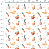 Tissu - Lunes marron sur blanc