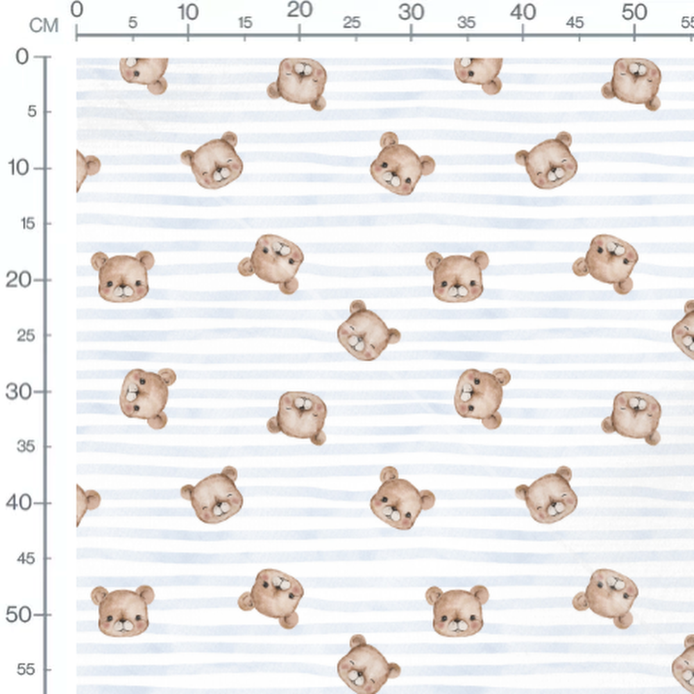 Tissu - Oursons aquarelle sur rayures