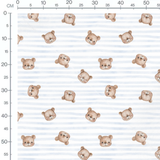 Tissu - Oursons aquarelle sur rayures