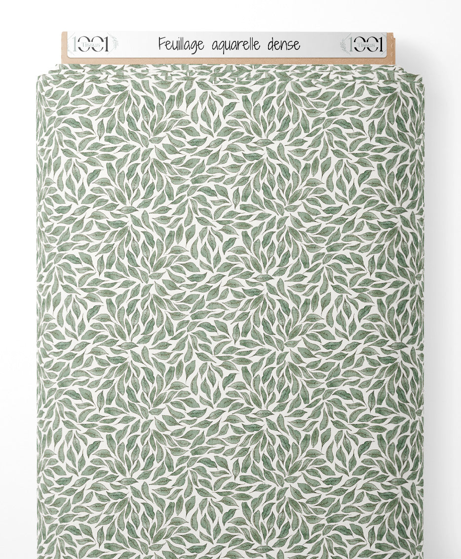 Tissu - Feuillage aquarelle dense