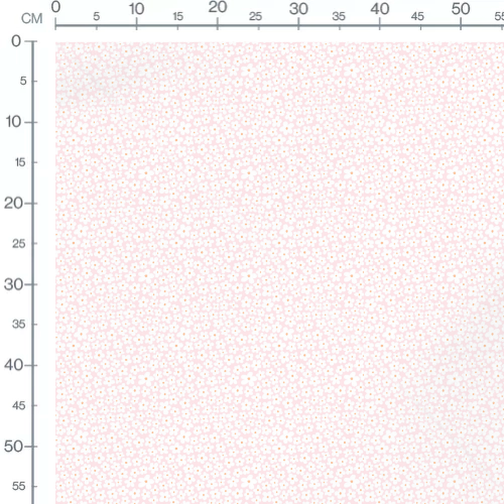 Tissu - Fleurs blanches et centres orange
