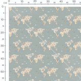 Tissu - Carte du monde animaux